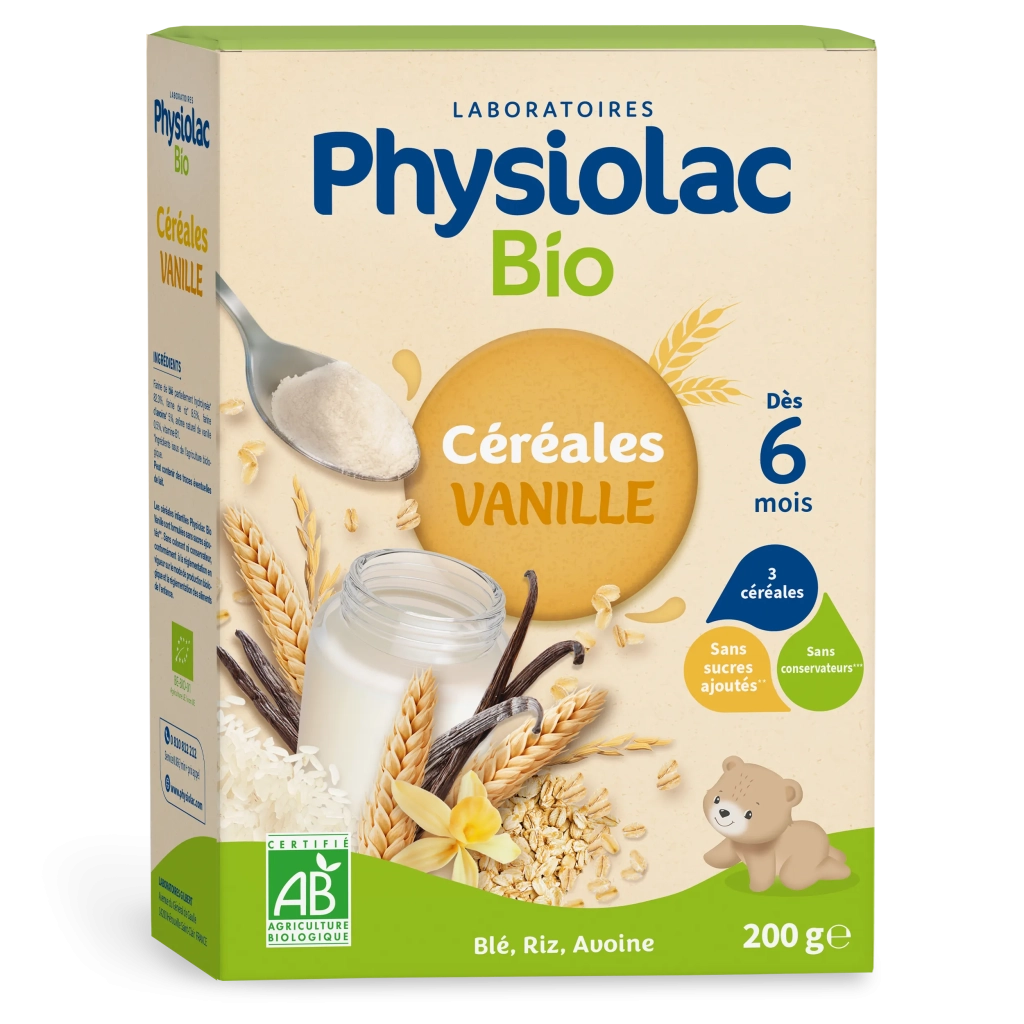 Physiolac céréales Bio pour bébé - Vanille