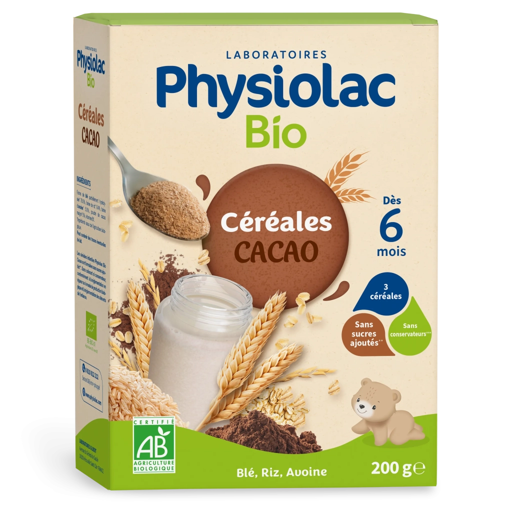 Physiolac céréales Bio pour bébé - Cacao Physiolac